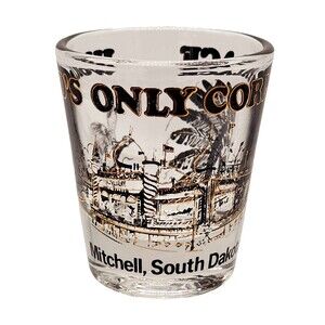 World's Only Corn Palace Mitchell SD Shot Glass Native American Indian Souvenir